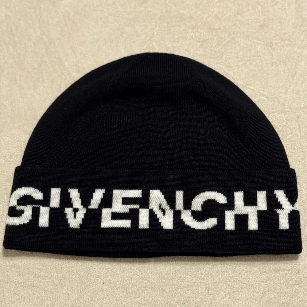 Givenchy Black and White Logo Beanie